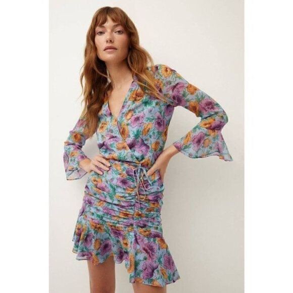 Veronica Beard Sean Floral-Printed Ruched Dress Size 4 NWT $598 - Picture 2 of 6